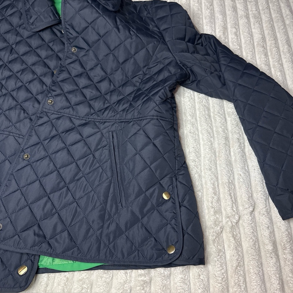 Ralph Lauren Quilted Navy Puffer Jacket with Green Lining - Picture 4 of 15